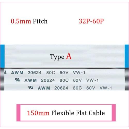 100pcs 150mm Length 0.5mm Pitch Type A Isotropy FFC FPC Flexible Flat Cable 32P 33P 34P 36P 38P 40P 42P 44P 45P 50P 54P 60P