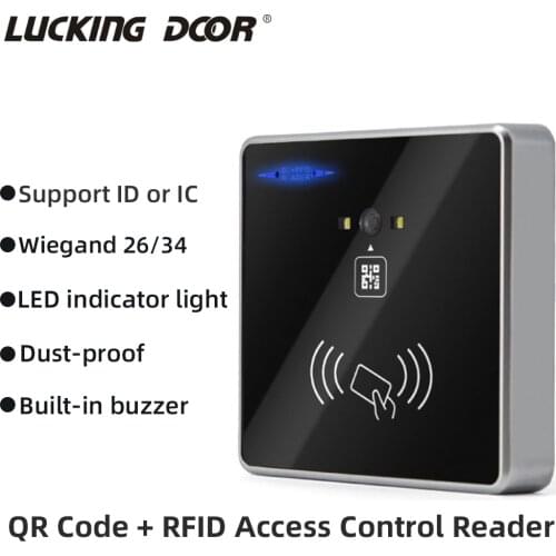 DC12V Barcode QR Code Reader RFID ID IC Wiegand Access Control Card Reader TTL RS232 RS485 Interface