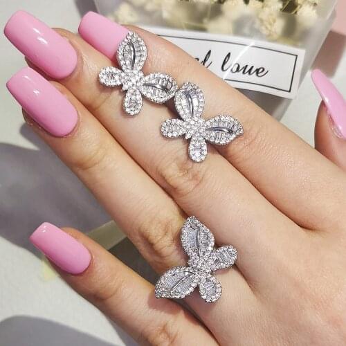 2pcs Pack 2021 New Luxury Butterfly 925 Sterling Silver Dubai Wedding For Women Lady Anniversary Gift Jewelry Bulk Sell J6172