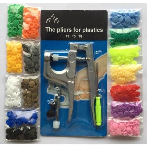 37)Snap Fastener Pliers KAM Button+150 set T5 Mix Plastic Resin Buttons 12mm Press Stud Cloth Button Press Machine Sewing Tools