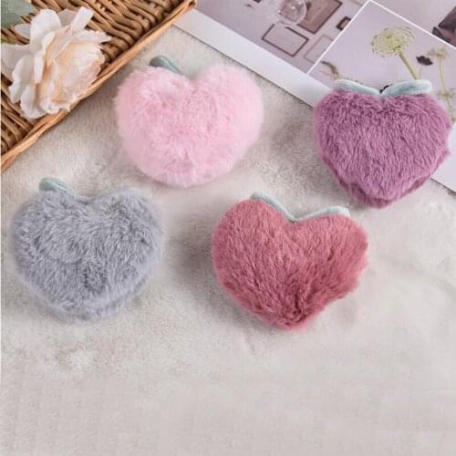 5Pcs/lot Cartoon Plush Heart Patches DIY Cotton-filled Furry Love Peach Appliques Childrens Headwear Clothing Accessories