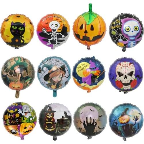 50pcs/lot 18-inch Round Shape Happy Halloween Balloon pumpkin Foil Balloons Party Supplies kids toys wholesale
