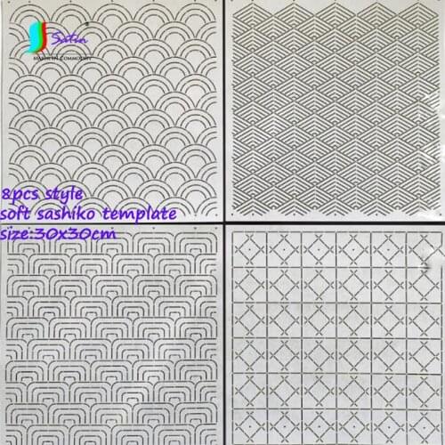 8 Style Large 30x30cm Creative Geometry Wave Matte White Composite Soft Template DIY Dress Hand Embroidery Tool Sashiko Template