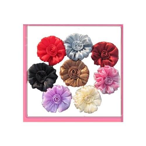 8 colors for your choose 7'' shiny organza mesh big silk flower alligator hair clip and brooch pin