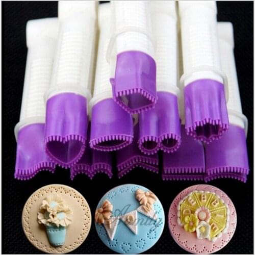 Aomily 10pcs/Set Lace Clips Cake Mold Fondant Skirt Fringe Sugarcraft Fondant Mould Nonstick Home Kitchen Baking Decorating Tool