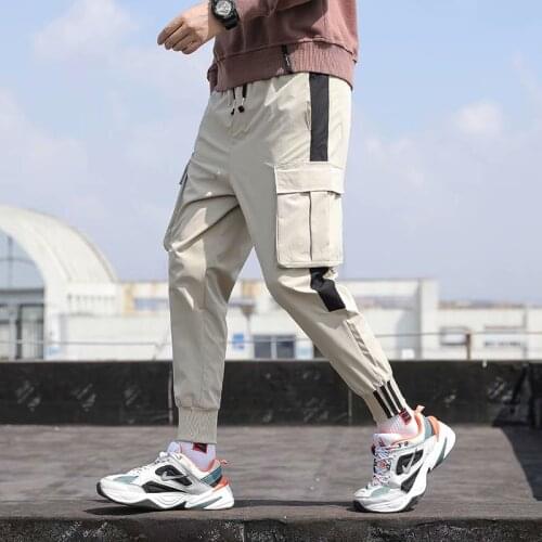 Hot 2021 New Mens Cargo Pants Hip Hop Elastic Waist Pure cottonCasual Pants Joggers Street attire Loose Harajuku Sweat pant Men