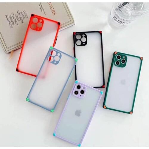 For iPhone 12 11 Pro Max X XR XS Max 7 8 6 6s Plus SE 2020 Luxury Square Contrast Color Frame Hard Case For iPhone 11 Phone Case