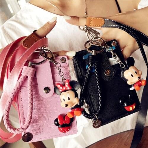 Disney Mickey mouse subway bus Lanyard Card package cartoon ID card holder bag meal card bag coin purse pendant keychain