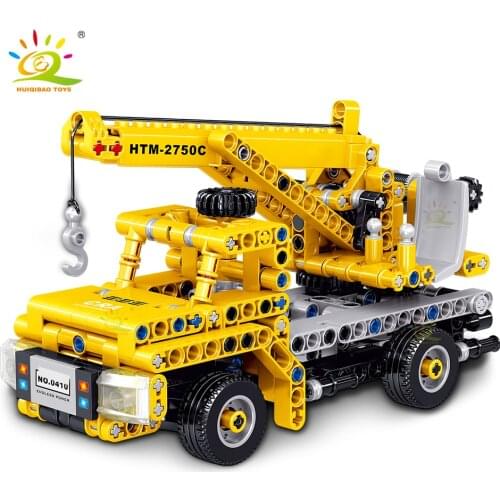 HUIQIBAO 327pcs Technical Crane Truck Building Blocks City Construction Bricks Set Engineering Autocrane Car Toys For Children