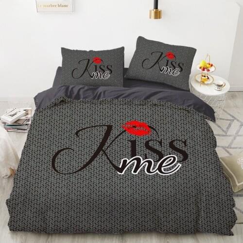 Bedding set King Queen Euro Duvet cover set pillow case Bed linens Quilt cover 220x240 240x260 Bowknot Kiss