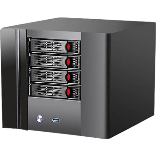NAS chassis, small 4-bay 6-bay itx main board, home cloud network storage, black Qunhui server
