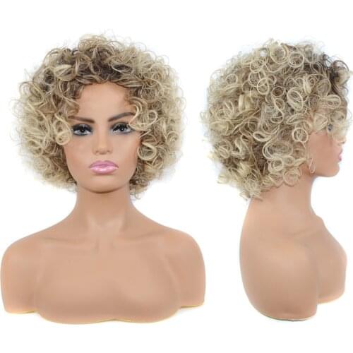 Pixie Cut Jerry Curly Short Afro Synthetic Hair Wig Afro Kinky Curl Wigs For Black Women Invisible Curly Bob Wig