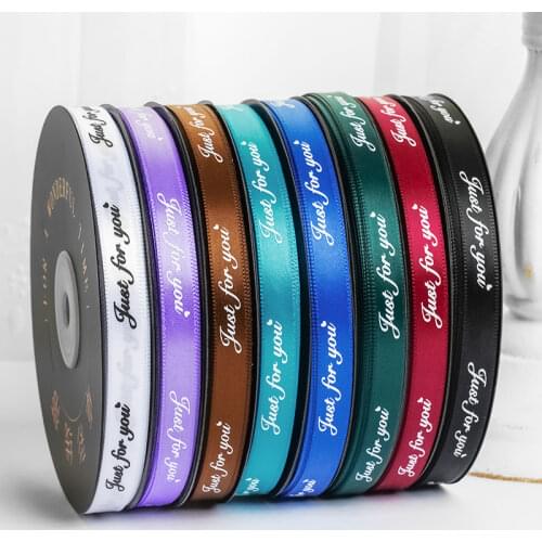 LBSISI Life 50Yards 1cm Just For You Floral Flowers Ties Gift Wrapping Cake Decoration Ribbon Printing Wedding Ribbon Decoration