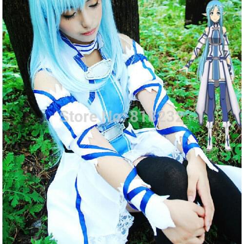SAO Sword Art Online Yuuki Asuna Uniform Dress Outfit Anime Cosplay Costumes