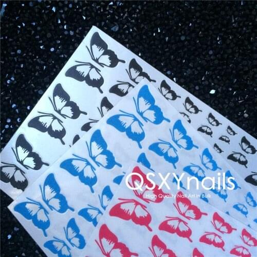 MG series 50pcs High Quality Nail Art Adhesive Sticker Decal Summer Fluorescent Colorful Butterfly Design Nail Art Decoration