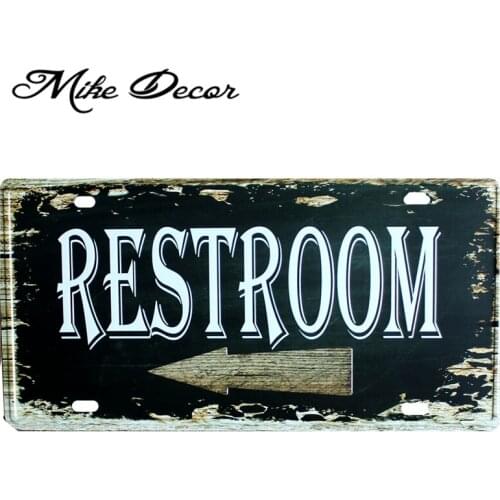 [ Mike86 ] RESTROOM LEFT Metal Painting Art wall decoration Home Cafe Bar craft Party D-89 Mix order 30*15 CM