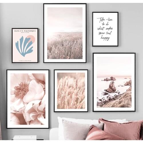 Sea Seagull Flower Grass Mountain Quotes Wall Art Canvas Painting Nordic Posters And Prints Wall Pictures For Living Room Decor