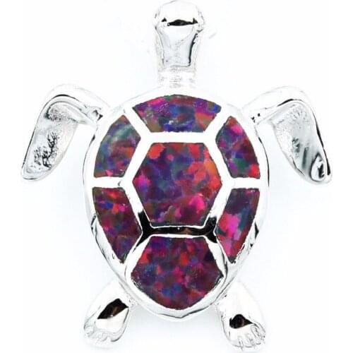 Sea World Black / Green / Blue / White / Pink Opal Turtle Pendant Necklace