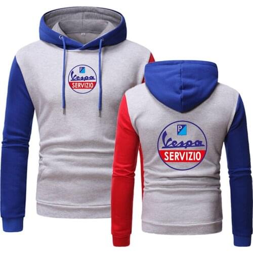Vespa Logo Men Printing College Movement Comfortable Hedging Hoodies 2021 Autumn Splicing Tops Popular Hooded Clothing