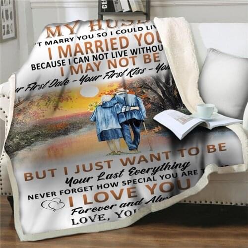 Soft Flannel Blankets To My Husband Message Letter Quilt cover Blanket Print Home Textiles Bed Sofa Express Love Blanket Bedding