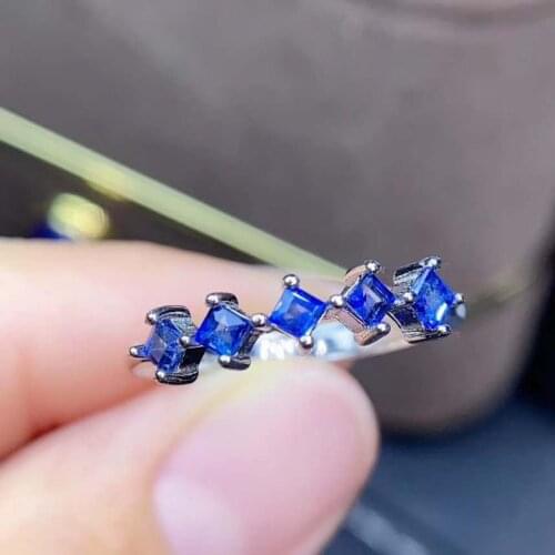 Natural Sapphire Ruby S925 Row Ring Elegant Fine Fashion Charming Wedding Jewelry for Women Free Shipping