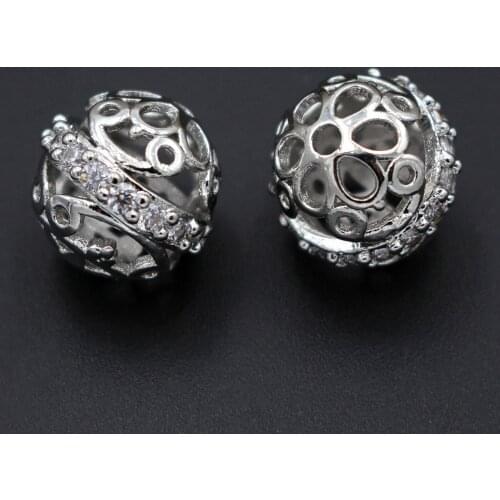 Nigerian Spacer Beads Hollow Ball Paved Rhinestone Connectors Findings DIY for Dubai Gold African Women Men Wedding Jewelry Set