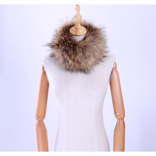 2020 New Luxury Fashion Unisex Winter knitted Real Raccoon Fur Collar Neck Warmer Woman Ring Cowl Snood Scarf Shawl Headband