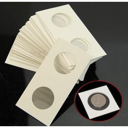 New 50PCS Cardboard Staple Type Coin Mylar Flip Holder Cover Case Currenecy Support Paper Clip