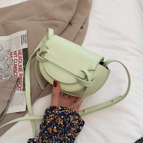 Solid Color Green PU Leather Small Saddle Crossbody Bags For Women 2021 Summer Travel Fashion Simple Shoulder Handbag And Purse