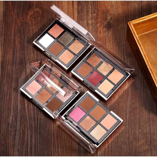 2 In 1 Eyeshadow Palette 6 Color + Blush Powder 2 Color Easy To Wear Pigment Makeup Kit For Daily Use