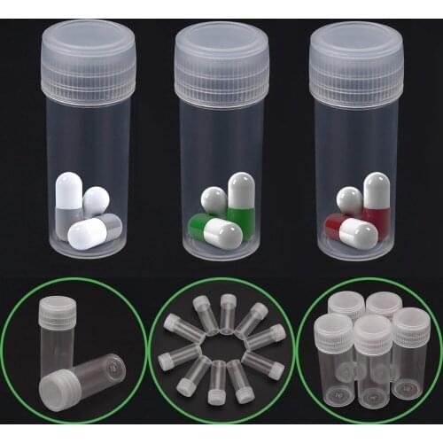 10pcs 5ml Plastic Sample Bottle Small Bottle Test Tube Mini Bottles Storage Containers White Refillable Bottle Make Up Jar