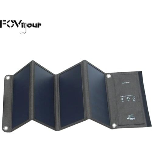 Fovigour Waterproof Portable 28W Solar Charger with Dual USB Ports for Mobile Phone