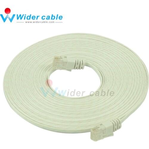 10m Passed Rohs CAT 6 Network Cable High Quality Flat Cat6 Computer UTP Cable For Router White Color 1.1mm thickness