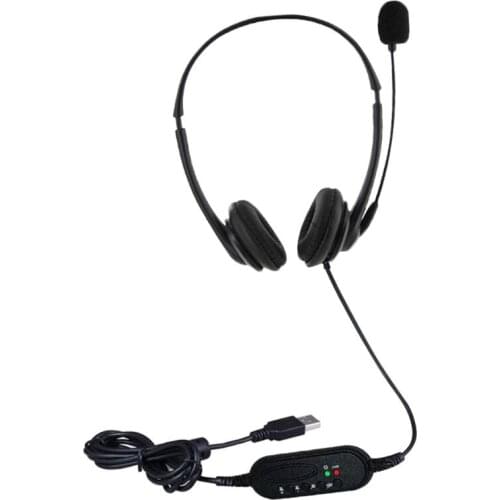 USB Wired Ergonomic Noise Cancelling Rotatable Headset Microphone Call Centre