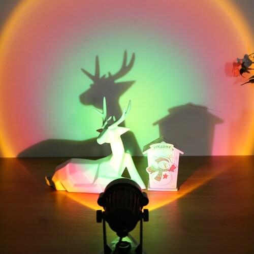 USB Rainbow Sunset Projector Atmosphere Night Light Home Coffee Shop Background Wall Decoration Colorful Lamp