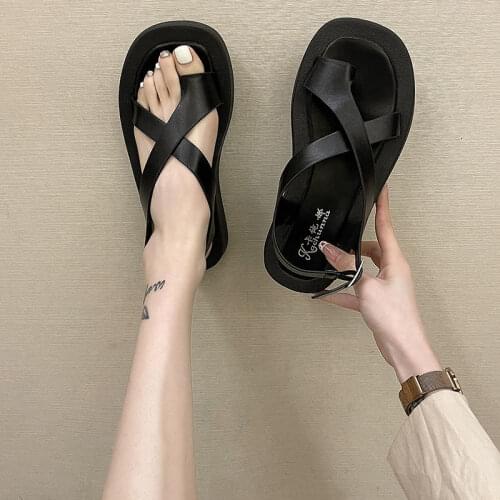 2021 Fashion Casual Shoes Woman Flat Sandals Ladies Cross Strap Cool Girls Platform Sandals Female Summer Shoes Sandalia