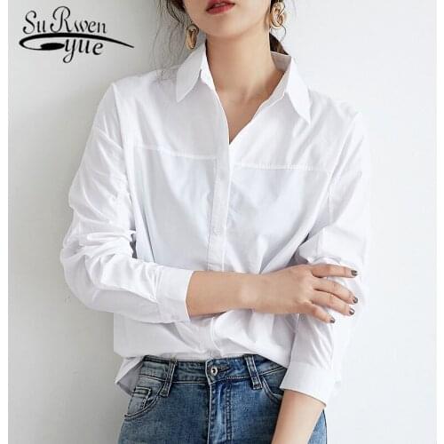 Womens tops and blouses 2021 ladies tops long sleeve white blouse shirts women tops button solid female V-Neck blusas 5270 50