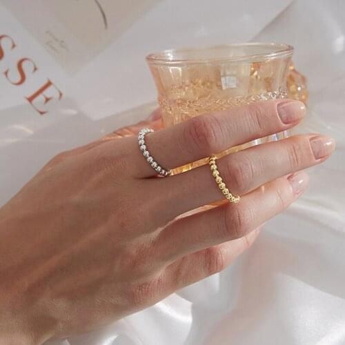 925 Sterling Silver Bead Engagement Ring For Women Promise Eternity Adjustable Designer Fashion Minimalist Jewelry