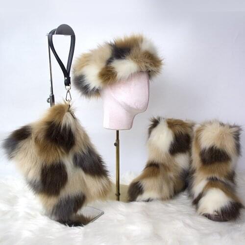 2021 Winter Womens Shoes Clutch Bag Warm Plush Hat Three-piece Womens Snow Boots High Quality Women Shoulder Messenger Bags