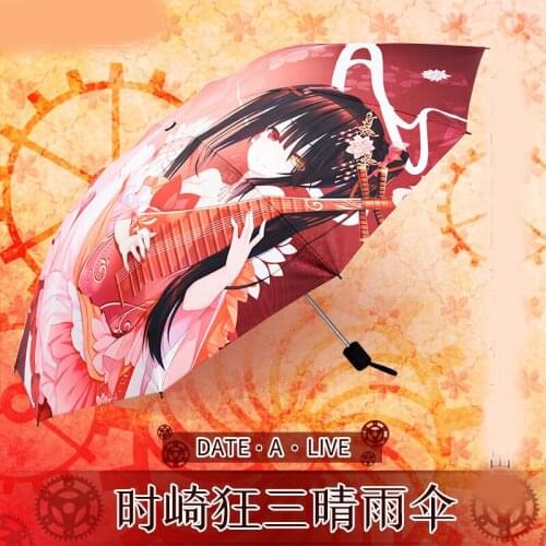 1pcs Anime DATE A LIVE Cartoon Tokisaki Kurumi Sunny Rain Umbrella Folding Sunshade Umbrella Cosplay Prop for Women Men