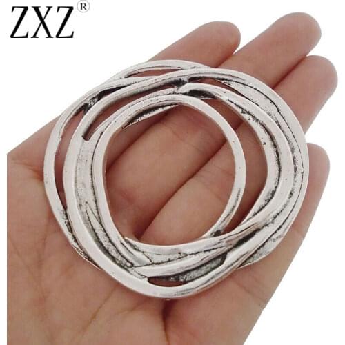 ZXZ 5pcs Large Open Hollow Irregular Ring Charms Pendants for Jewelry Making Findings