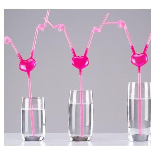 1pc Creative Straws Pink Plastic Drinking Straws DIY Party Bar Straws Drink Supplies for Birthday Party Bar