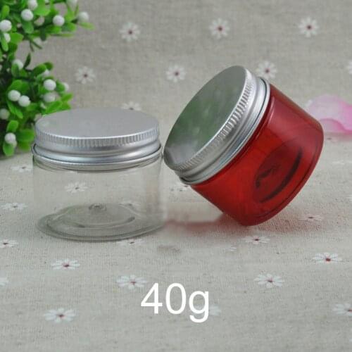 10pcs Empty 40ml Red Plastic Jar Refillable Cosmetic Bottle 40g Cream Body Lotion Sugar Candy Coffee Travel Packaging Container