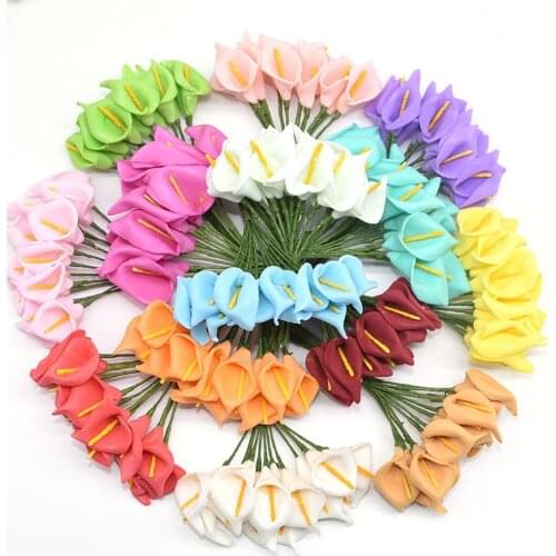 144Pcs/lot Artificial Foam Calla Lily Decorative Handmade Flowers Birthday Party Wedding Bouquet Flowers Home Decor