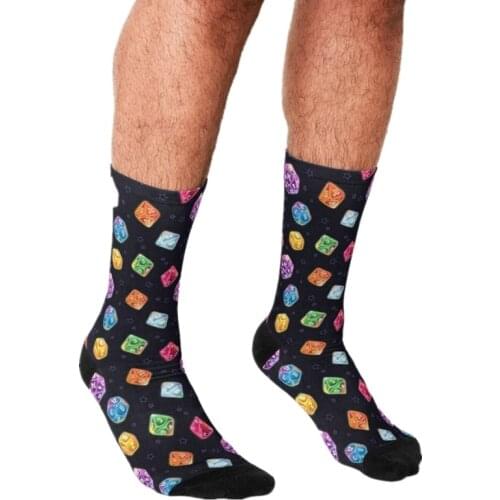 2021 Funny Mens socks Magic User Dice Pattern Printed hip hop Men Happy Socks cute boys street style Crazy Socks for men