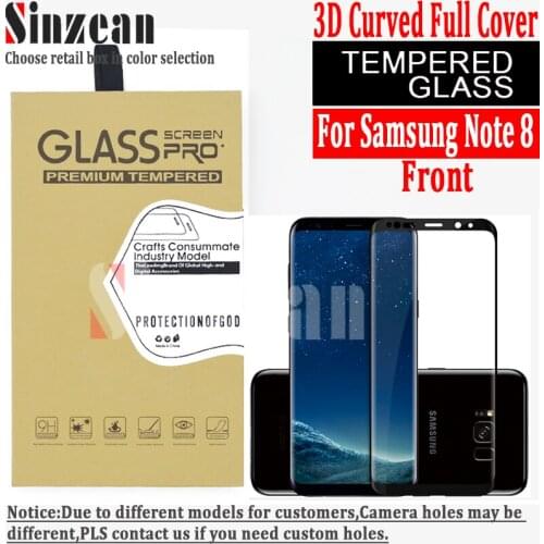 Sinzean 50pcs/lot For Samsung galaxy note 8 /Note 9 3D full covered Tempered Glass screen protector 3D curved glass (edge glue)