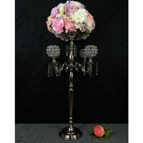 78cm Tall Silver Wedding Candelabras Flower Stand Crystal Table Centerpiece Wedding Decoration 10 pcs/lot