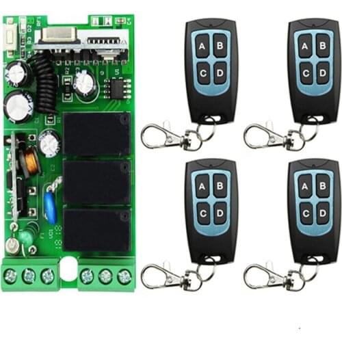 AC110V 220V 3CH Wireless RF Remote Control Light Switch 10A Relay Output Radio Receiver Module+Transmitter garage door opener