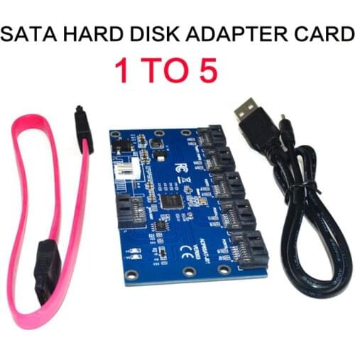 Chia Mining 1 To 5 Port SATA PCI-E Adapter SATA Card 6 Ports SATA3.0 6Gbps Expansion Card PCIe SATA Controller Multiplier Riser