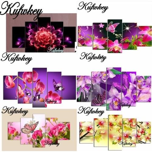 5D DIY Diamond Painting crystal Floral Square Rhinestone Pasting home Decor Painting 3d Diamond Embroidery Mosaic flowers 5pcs